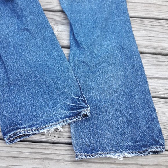 Vintage Jeans Bootcut Handcrafted All Cotton Classic Straight Leg Blue 34W 34L - Picture 12 of 15
